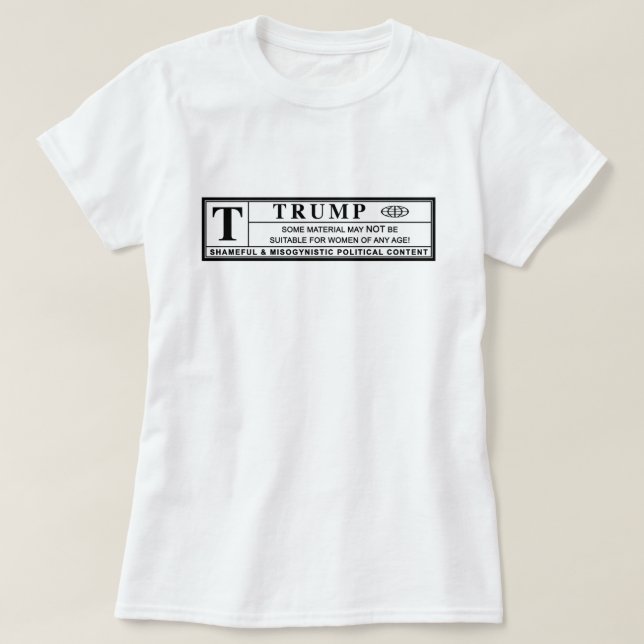 T-shirt Étiquette d'avertissement Femmes contre Trump (Design devant)