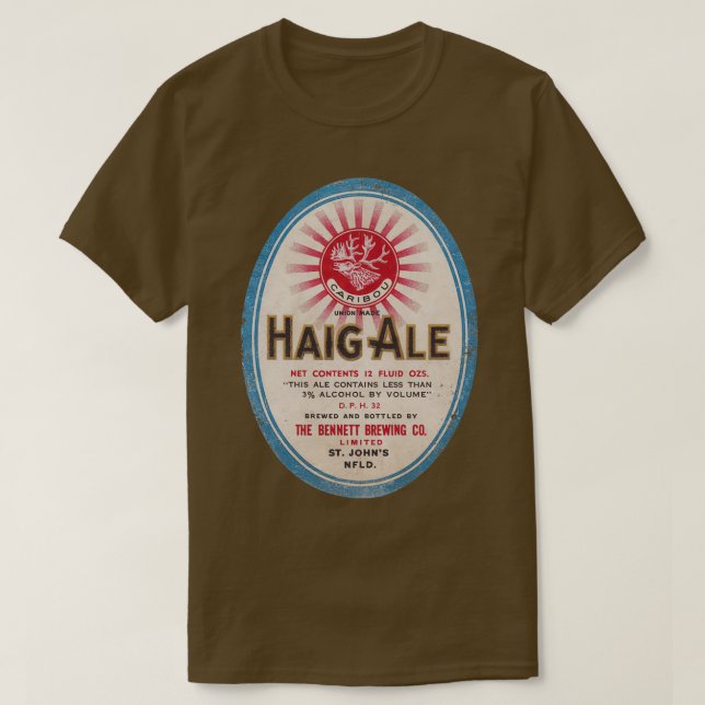 T-shirt Étiquette de bière de Terre-Neuve Haig Ale T (Design devant)