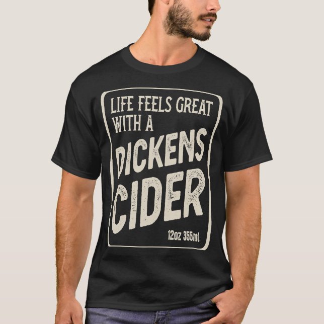T-shirt Étiquette de bouteille de cidre Cheeky Dickens Wit (Devant)