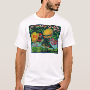 T-shirt Étiquette de caisse d'Apple de cailles de montagn