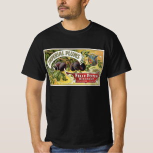 T-shirt Étiquette de caisse de fruits vintage, prunes impé