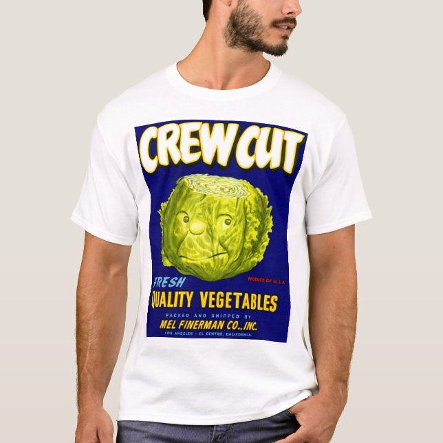 T-shirt Étiquette de caisse de légumes coupé en équipage (Devant)