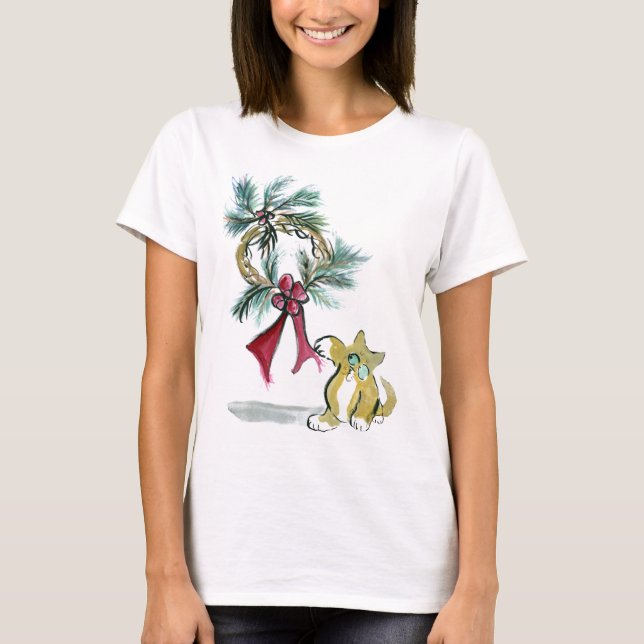 T-shirt étiquette de guirlande par le chaton (Devant)