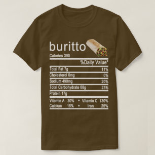 T-shirt étiquette de la valeur nutritive buritto
