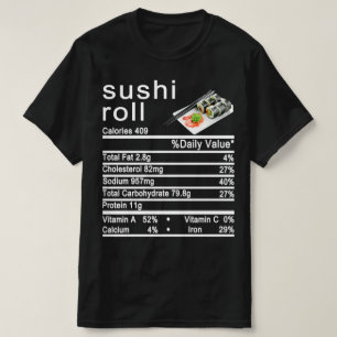 T-shirt étiquette de la valeur nutritive de sushi roll
