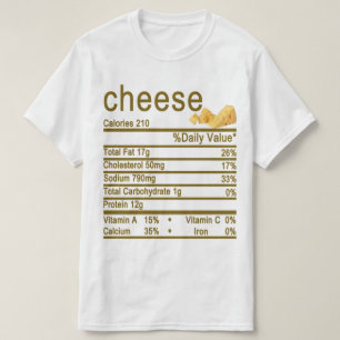 T-shirt étiquette de la valeur nutritive du fromage