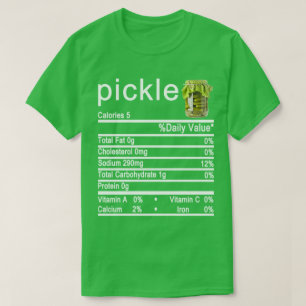 T-shirt étiquette de la valeur nutritive du pickle