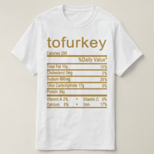 T-shirt étiquette de la valeur nutritive tofurkey