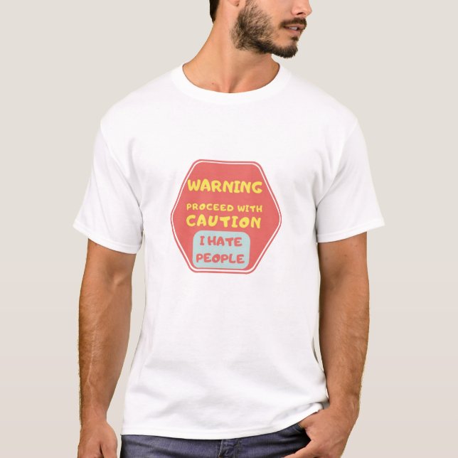 T-shirt étiquette de l'alerte humaine. (Devant)