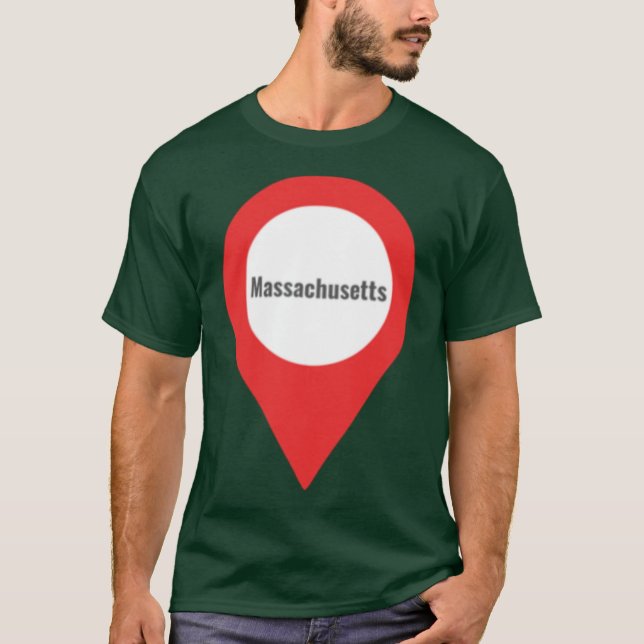 T-shirt Étiquette de localisation Massachusetts rose surdi (Devant)