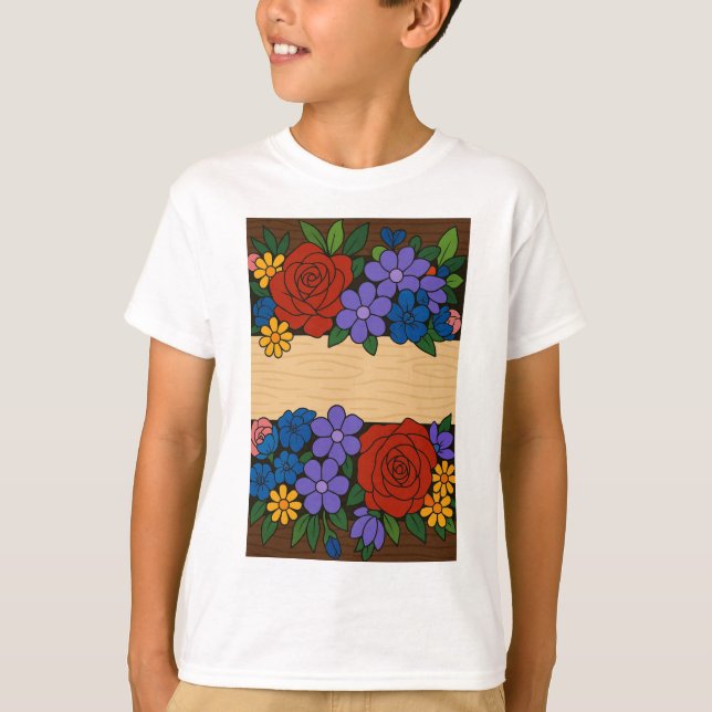 T-shirt Étiquette de nom de fleurs (Devant)