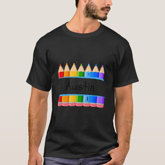 T-shirt Étiquette de nom d'élève de l'école Austin Kinderg (Devant)