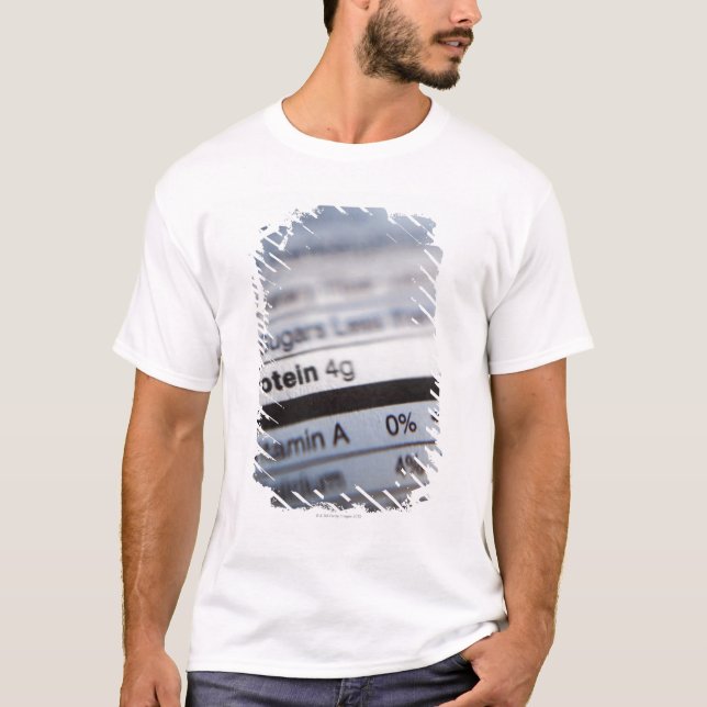 T-shirt Étiquette de nutrition de nourriture (Devant)