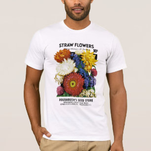 T-shirt Étiquette de paquet de graine de fleurs de paille