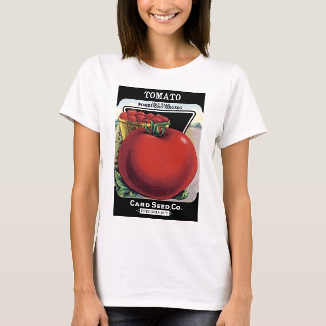T-shirt Étiquette de paquets de graines de tomate (Devant)