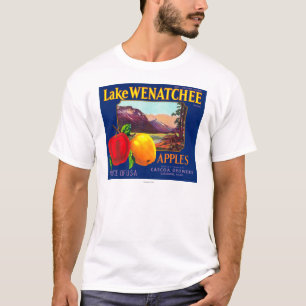 T-shirt Étiquette de pomme du lac Wenatchee (bleu) - Cashm