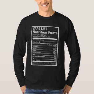 T-shirt Étiquette des faits nutritionnels de Vape Life