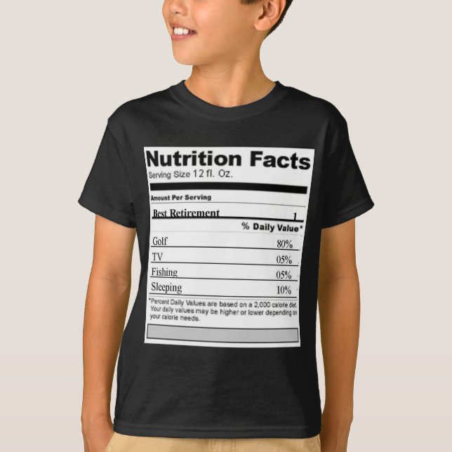 T-shirt Étiquette drôle de nutrition de retraite (Devant)