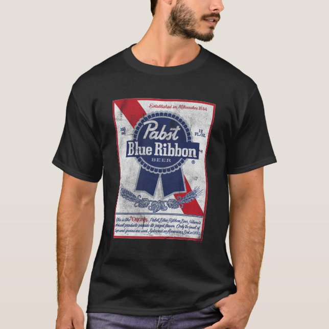 T-shirt Étiquette Pabst Blue Ribbon Can (Devant)
