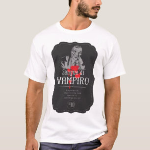 T-shirt Étiquette Pour Halloween - Sang Vampire. Tête de v