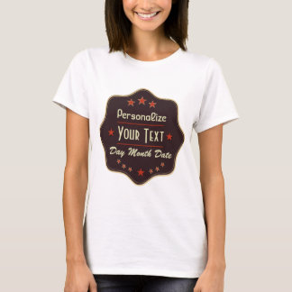 T-shirt Étiquette Rétro Texte Personnalisé Classique