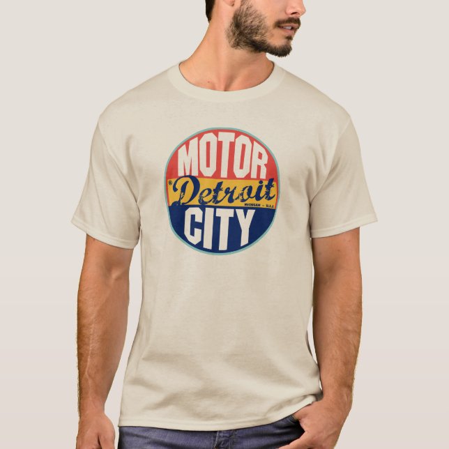 T-shirt Étiquette vintage de Detroit (Devant)