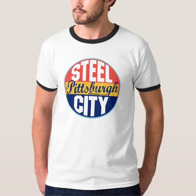 T-shirt Étiquette vintage de Pittsburgh (Devant)