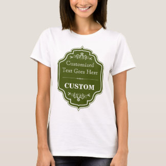 T-shirt Étiquette vintage de vert olive