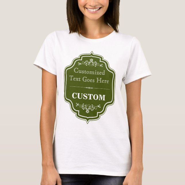 T-shirt Étiquette vintage de vert olive (Devant)