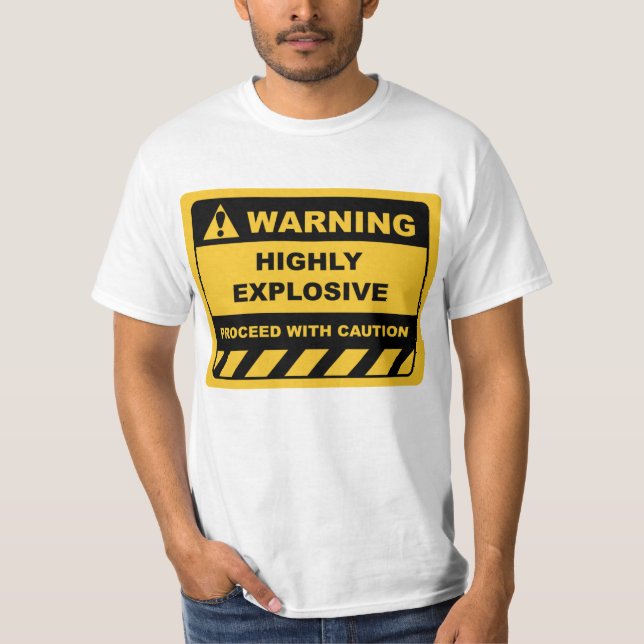 T-shirt Étiquettes d'alerte humaine très amusants (Devant)