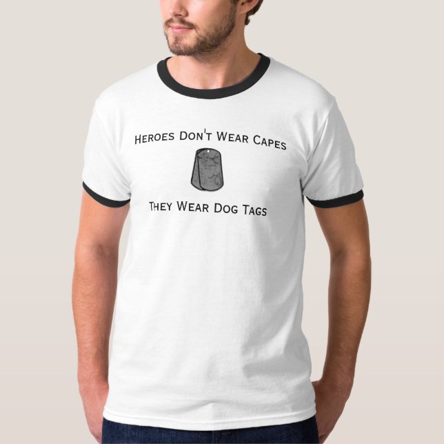 T-shirt Étiquettes de chien d'usage de héros (Devant)
