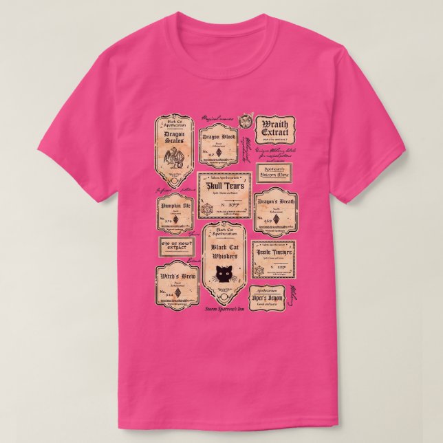 T-shirt Étiquettes de potion d'alchimie (Design devant)