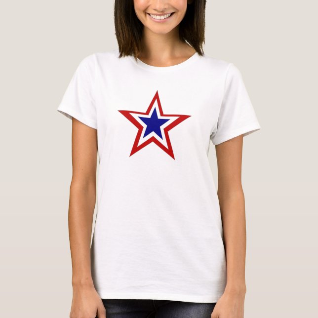 T-shirt étoile bleue blanche rouge (Devant)