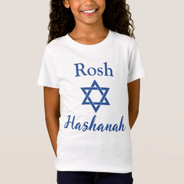 T-Shirt Étoile bleue et blanche de David Rosh Hashanah (Devant)