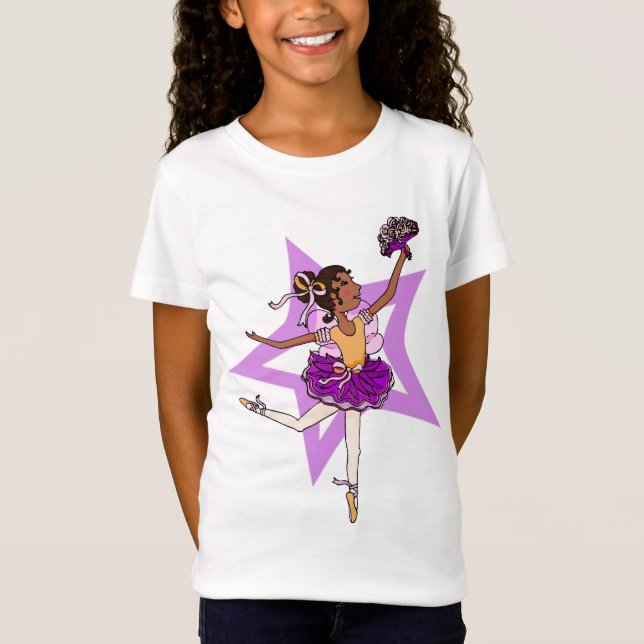 T-Shirt Étoile de ballerine dans le rose avec le dessus de (Devant)