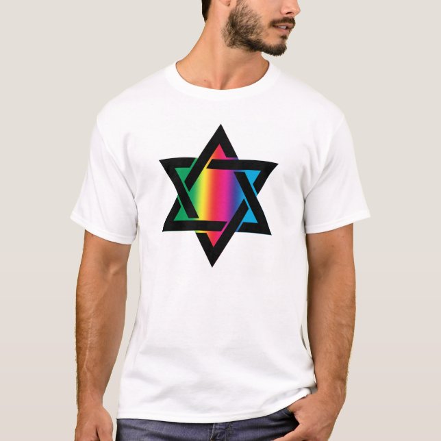 T-shirt Étoile de David d'arc-en-ciel (Devant)