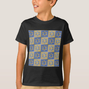 T-shirt Étoile de David Judaica Métal Or Bleu