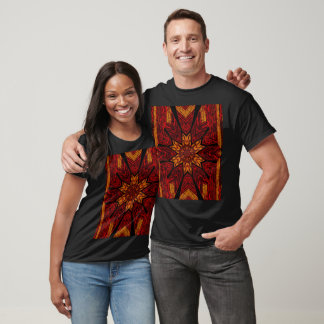 T-shirt Étoile de feu dorée graphique floral bohème
