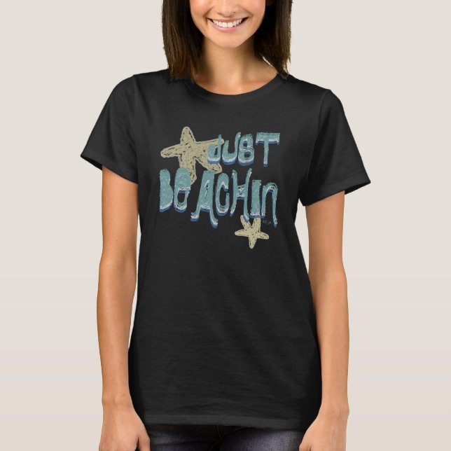 T-shirt Étoile de mer de plage Noir  (Devant)