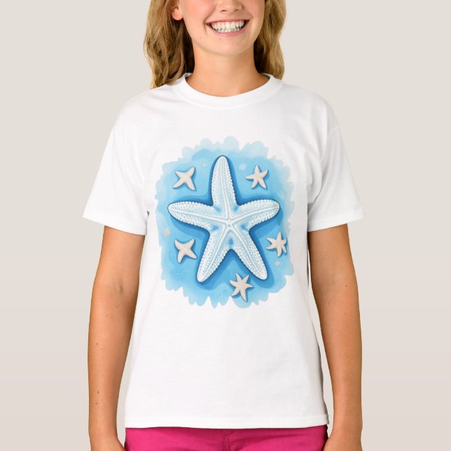 T-shirt Étoile de mer en bleu (Devant)