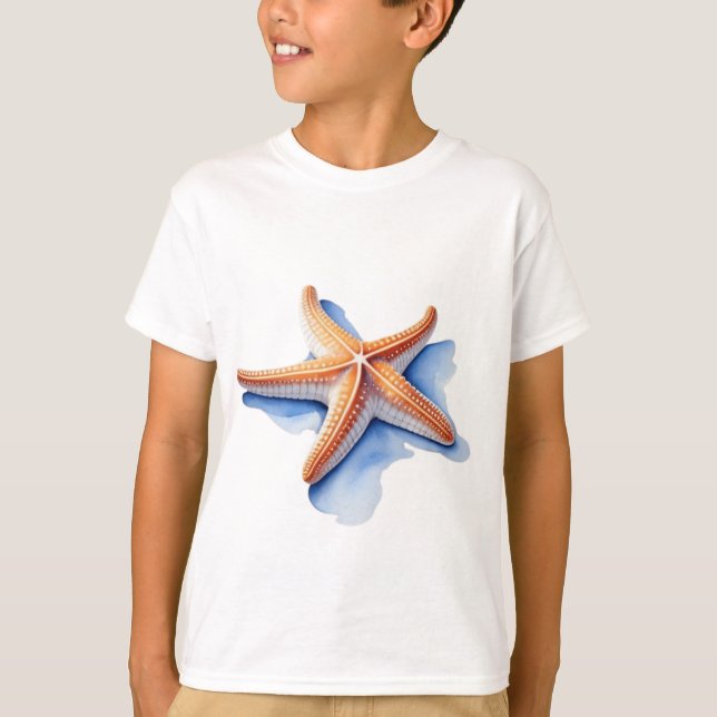 T-shirt Étoile de mer et silhouette bleue (Devant)