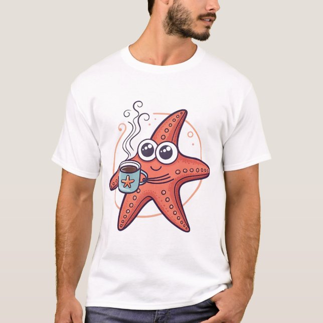 T-shirt étoile de mer obsédée par le café (Devant)