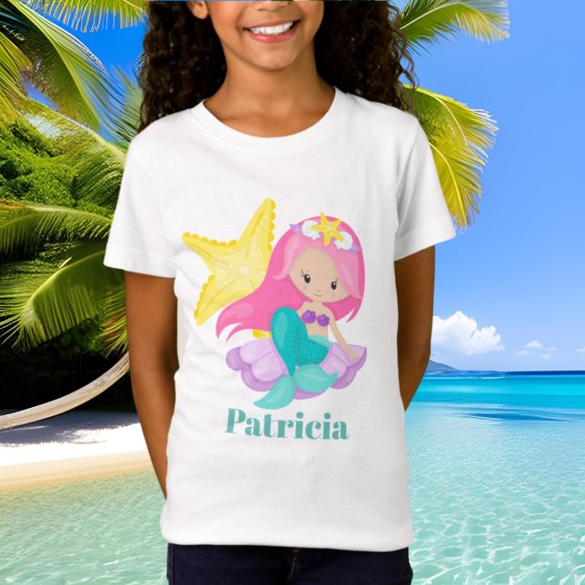 T-Shirt Étoile de plage Cute et sirène ajouter le nom t-sh (Créateur téléchargé)