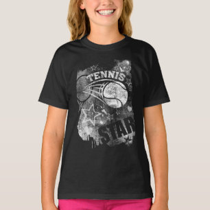 T-shirt Étoile de Tennis, Grunge Noir Tennis