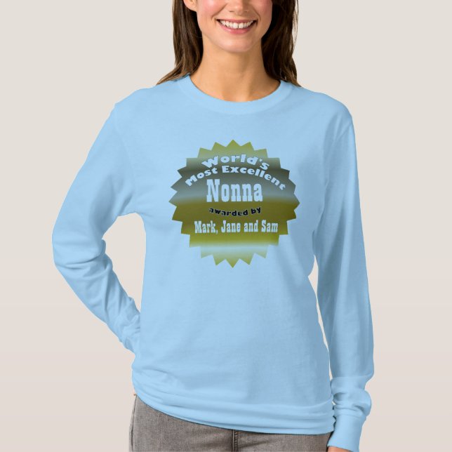 T-shirt ÉTOILE D'OR. Nonna le plus excellent du monde (Devant)