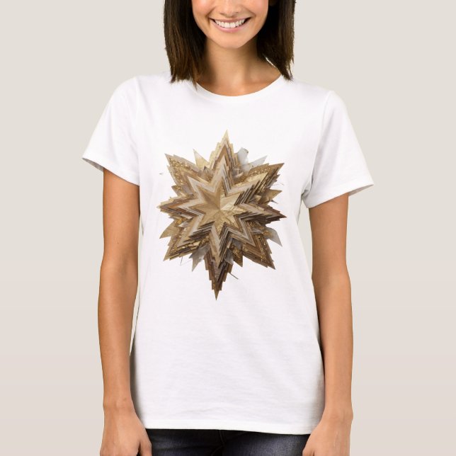T-shirt Étoile dorée argentée de style design moderne (Devant)