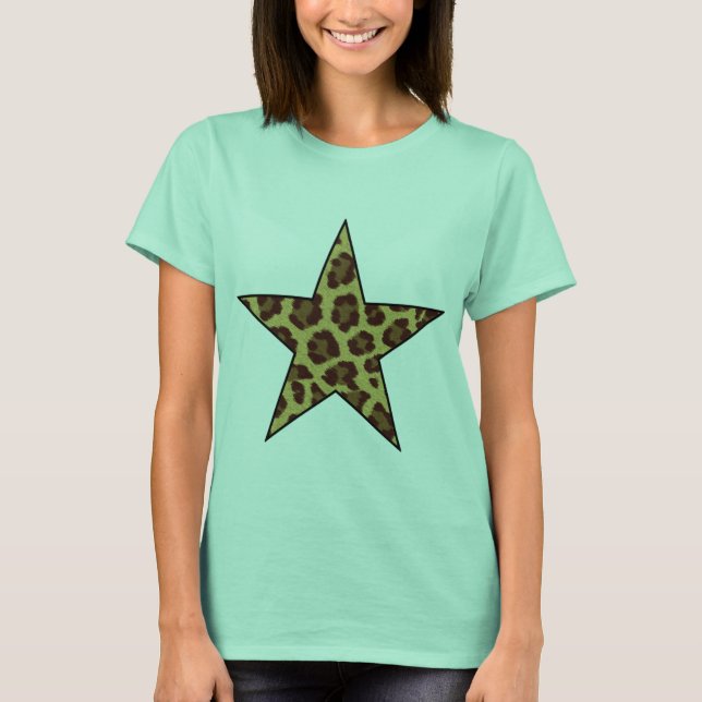 t-shirt étoile empreinte de léopard (Devant)