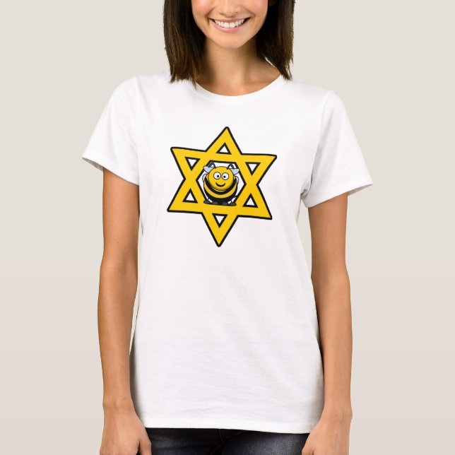 T-shirt Étoile juive de David avec une abeille à miel (Devant)