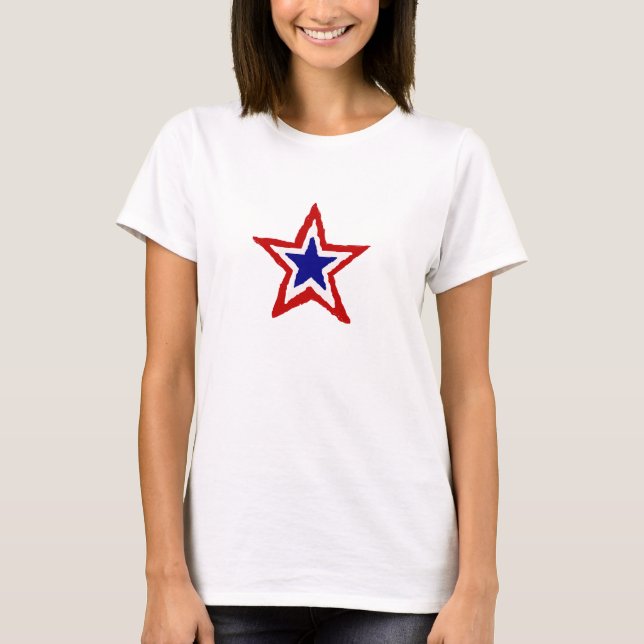 T-shirt Étoile peinte par bleu blanc rouge (Devant)