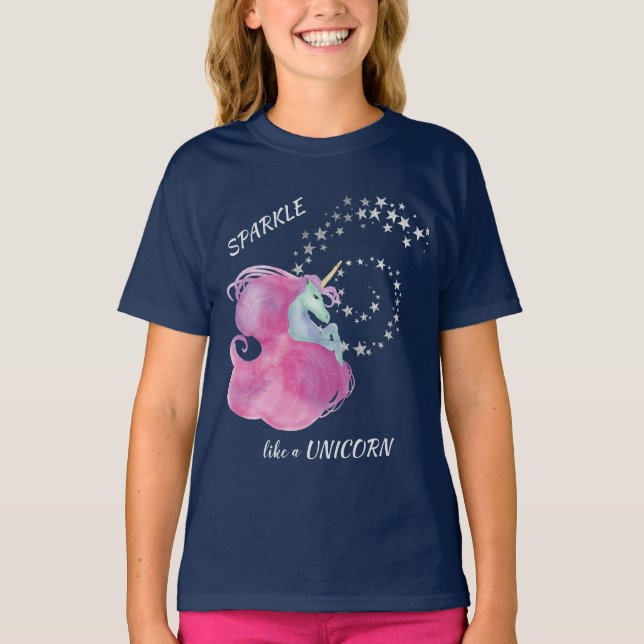 T-shirt Étoile rose Unicorne (Devant)
